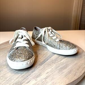 Kate Spade New York Glitter Lace Up Sneakers Silver Sparkle Women’s Shoes Sz 6.5